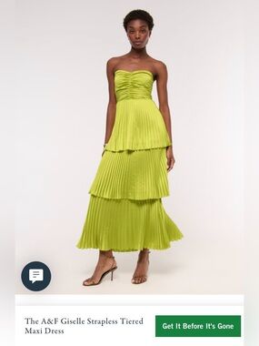Abercrombie & Fitch Strapless Tiered Giselle Maxi Dress in Lime Green